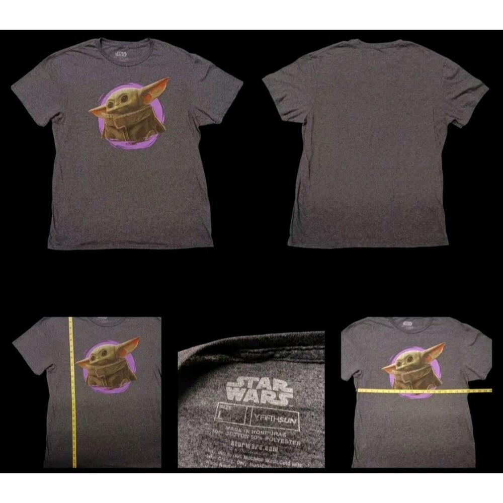 Star Wars Shirt Adult Large Black Baby Yoda The Child Mandalorian Gogru Graphic